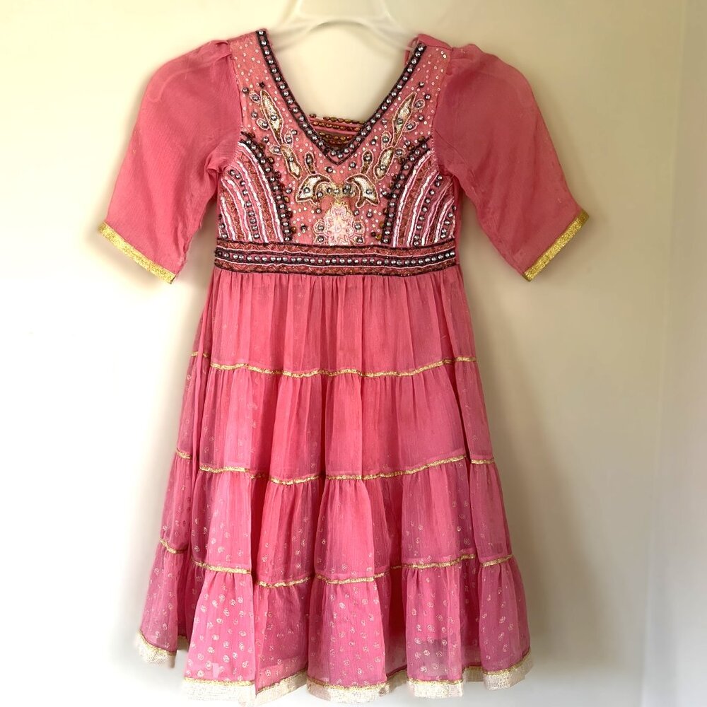 Eden Robe Girls' Lengha Dress, Flowering Ginger, Size 5-6